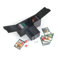 Triple card deck box magnetic closure deck protector with alcove flip N tokens tray